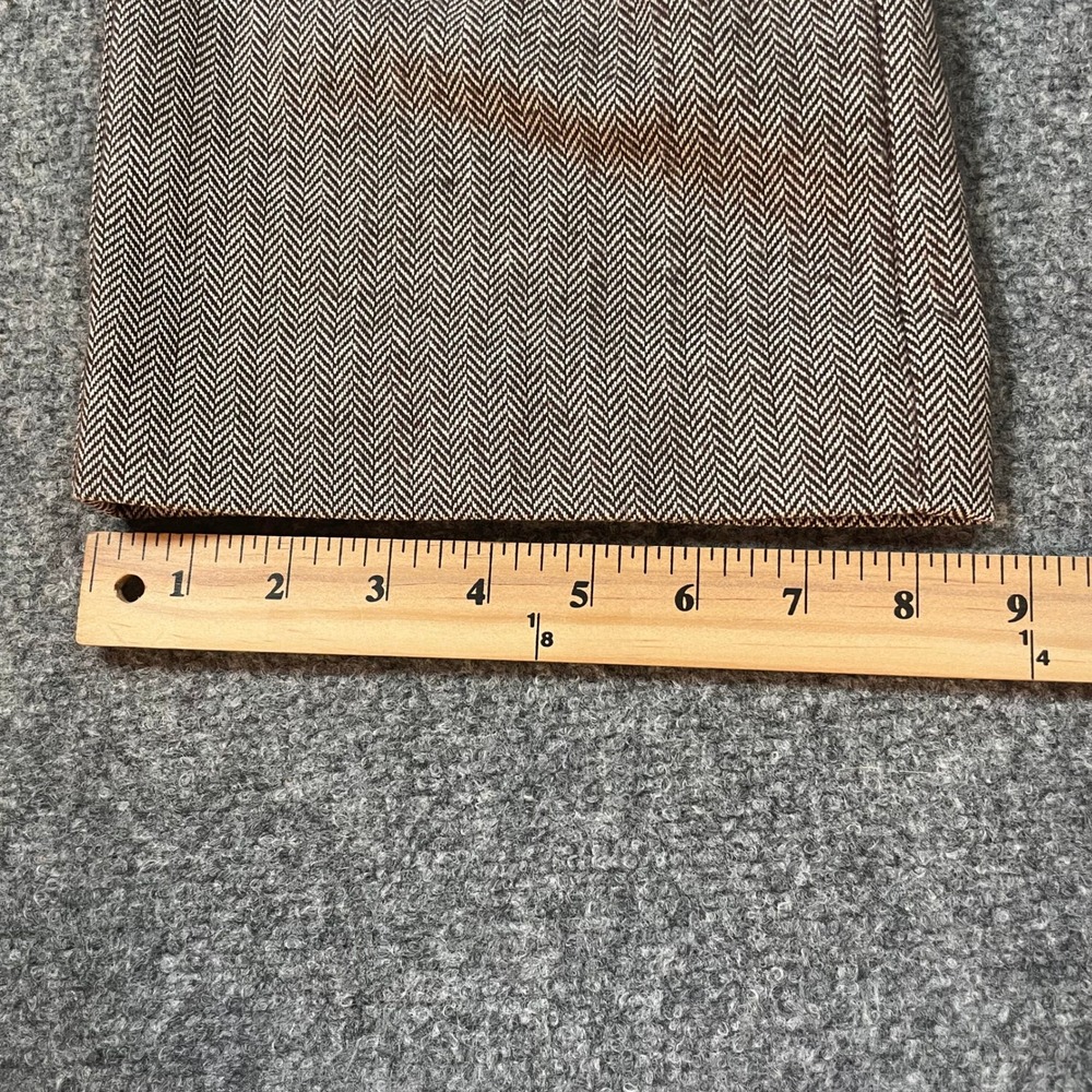 LL Bean Trousers Womens 4 Reg Brown Herringbone Cotton Straight Leg Pants - Picture 7 of 12